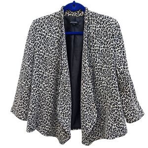 Women’s Leopard Print Open Front Blazer Jacket Animal Print Draped Coat sz. Med